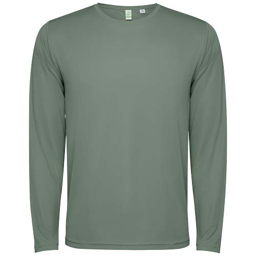 T-shirt personnalisé unisexe manches longues en polyester recyclé Estoril Vert laurier